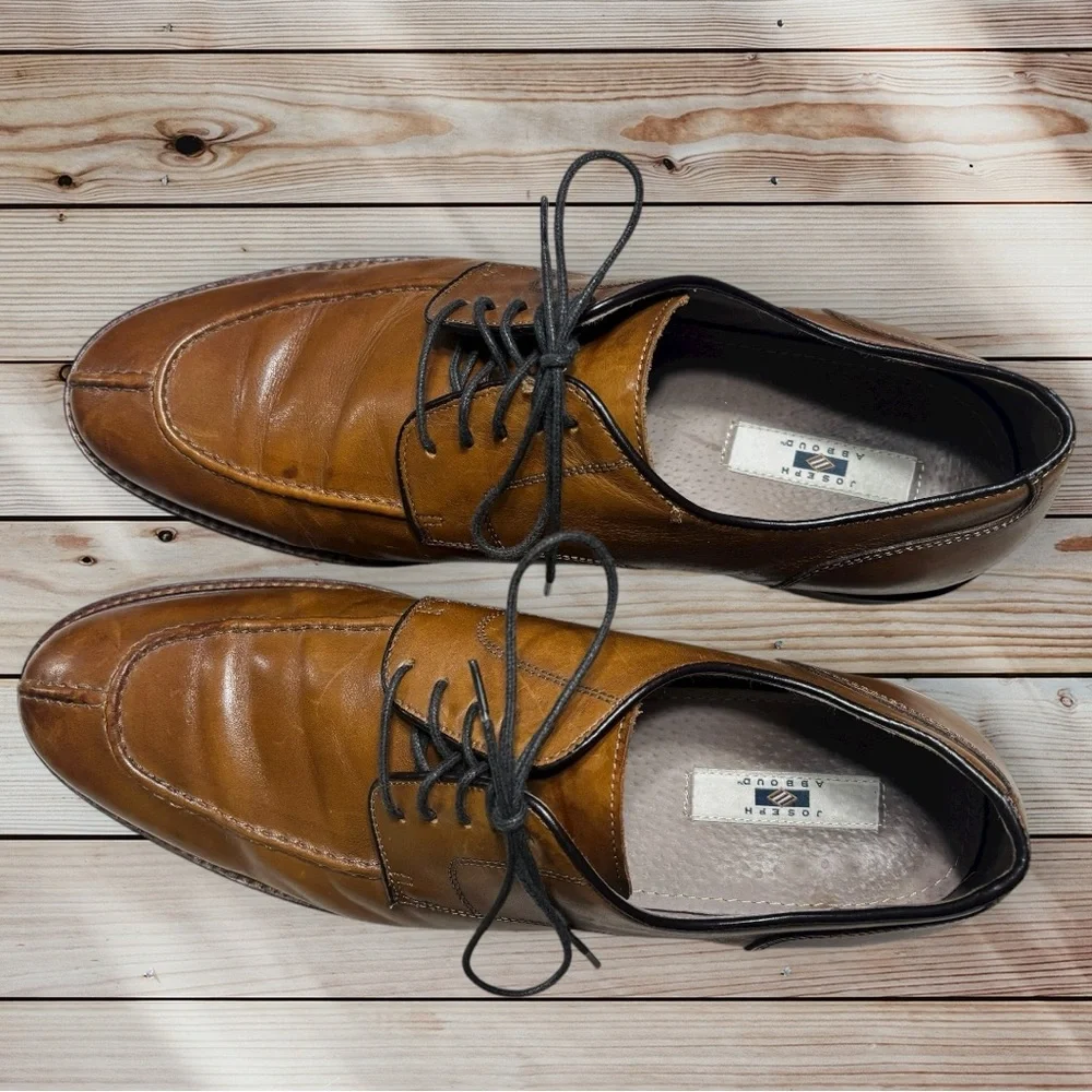 Joseph Abboud Mens Size 10 Brown Italian Leather Split Toe Shoes